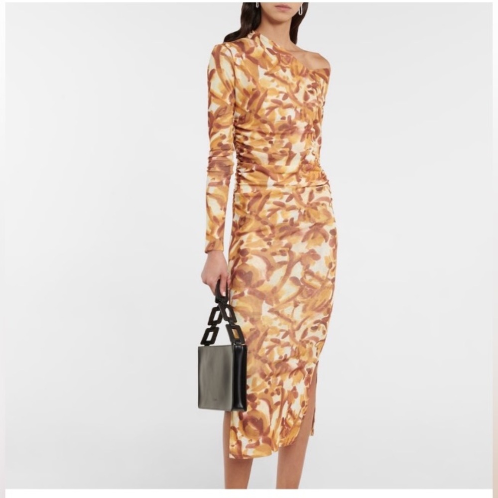 Nanushka Jasno Printed Jersey Midi Dress in Botanic Aquarelle Print Sz L